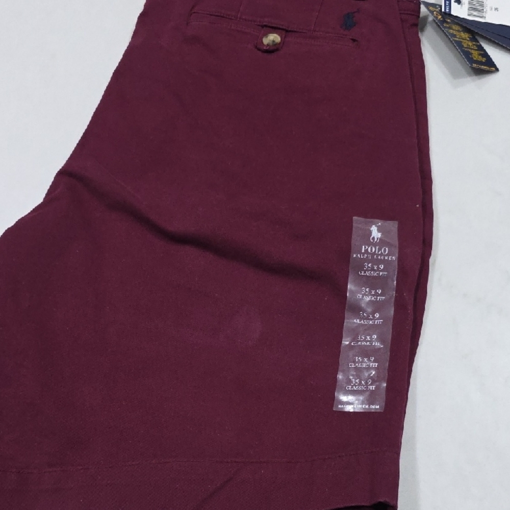 Ralph Lauren Burgundy Flat Front Men Shorts